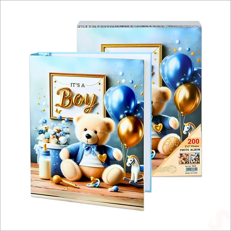 Bebek Fotoğraf Albümü, Kutulu ve 200 Resimlik - Mavi