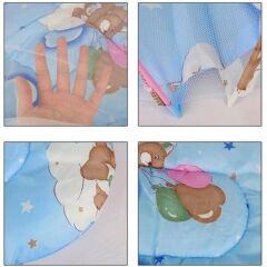 Katlanabilir Bebek Cibinlik Sineklik Seti, 92 cm - Mavi