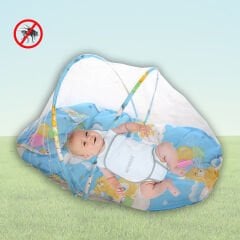 Katlanabilir Bebek Cibinlik Sineklik Seti, 92 cm - Mavi