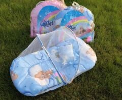 Katlanabilir Bebek Cibinlik Sineklik Seti, 92 cm - Mavi