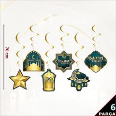 Ramadan Kareem 6'lı Tavan Süsü - 70 cm زينة السقف رمضان كريم 6 قطع