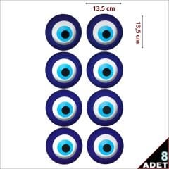 Nazar Boncuğu Dekoratif Duvar 3D Sticker - 13,5cm x 8 Adet
