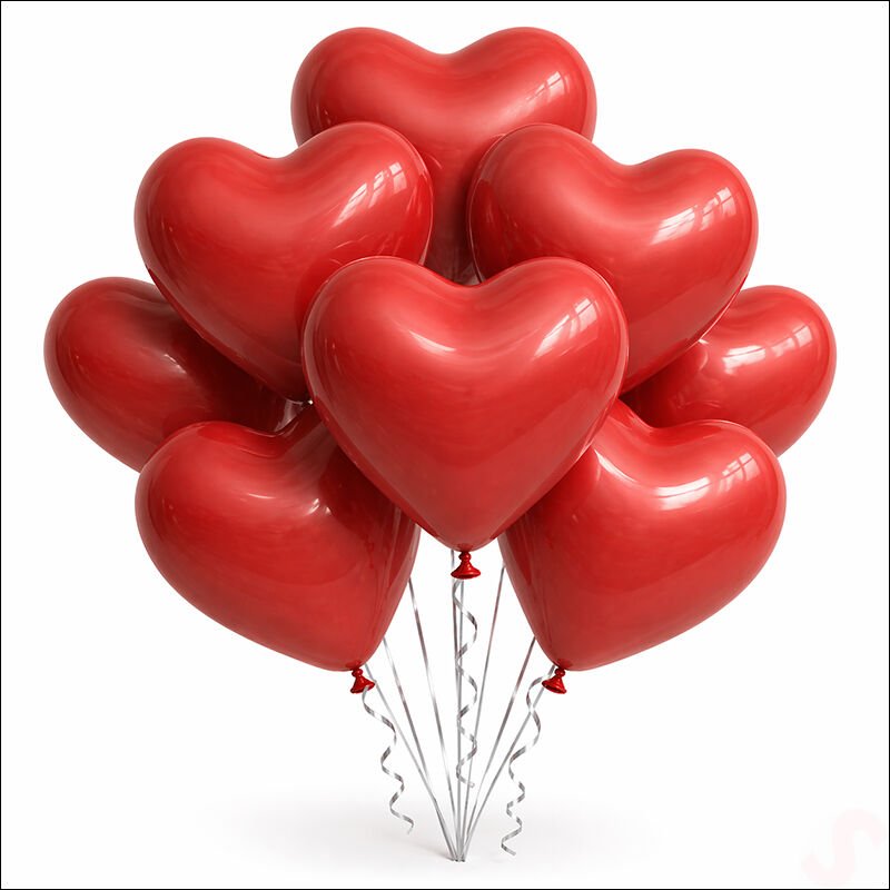 Kırmızı Kalp Lateks Balon, 30 cm x 8 Adet