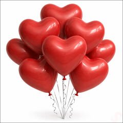 Kırmızı Kalp Lateks Balon, 30 cm x 8 Adet