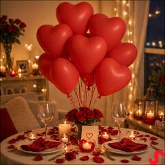 Kırmızı Kalp Lateks Balon, 30 cm x 8 Adet