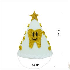 İlk Diş Simli Eva Külah Şapka - Beyaz