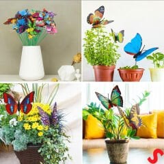 Bükülebilir Çubuklu ve 3 Boyutlu Kelebek, 12 Adet - Kırmızı